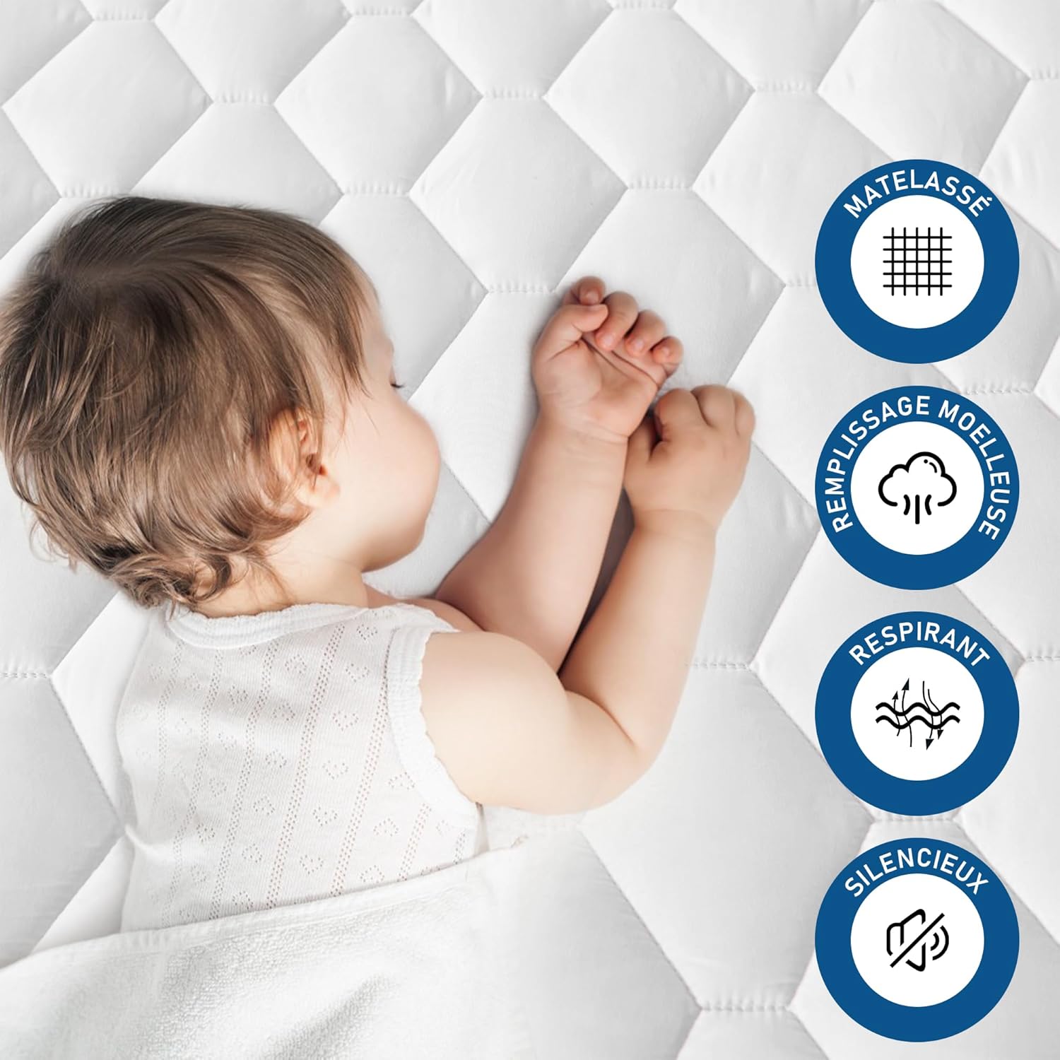GRT - protège-matelas matelassé 160x200 cm - imperméable, Oeko-TEX, bonnet 40 cm
