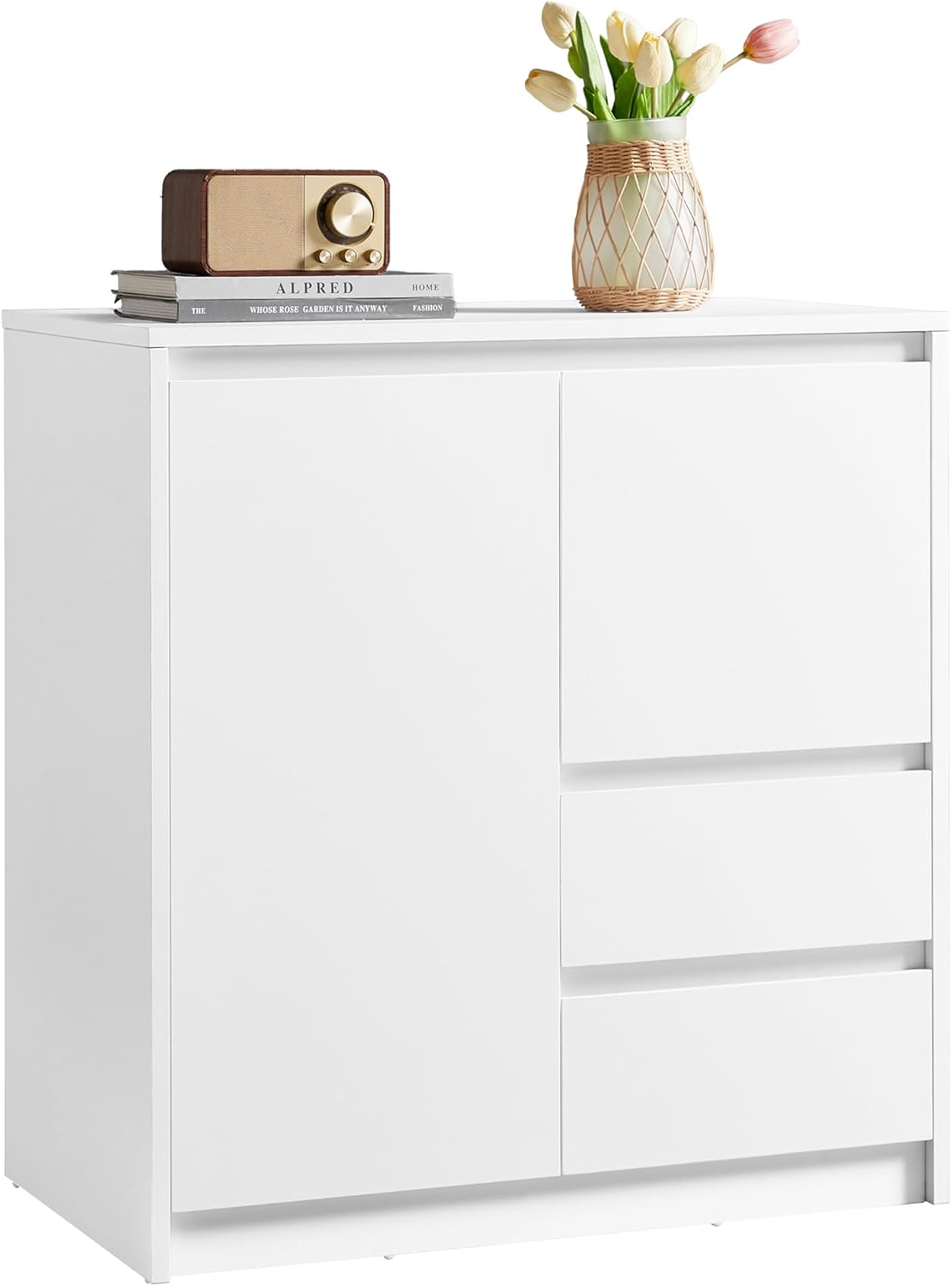 VASAGLE - buffet moderne - 40x70x74,5 cm - 2 tiroirs, porte et étagère réglable BBK243W01V1