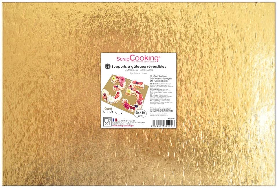 ScrapCooking - kit supports à gâteaux réversibles 30x20cm - carton doré/noir 5197