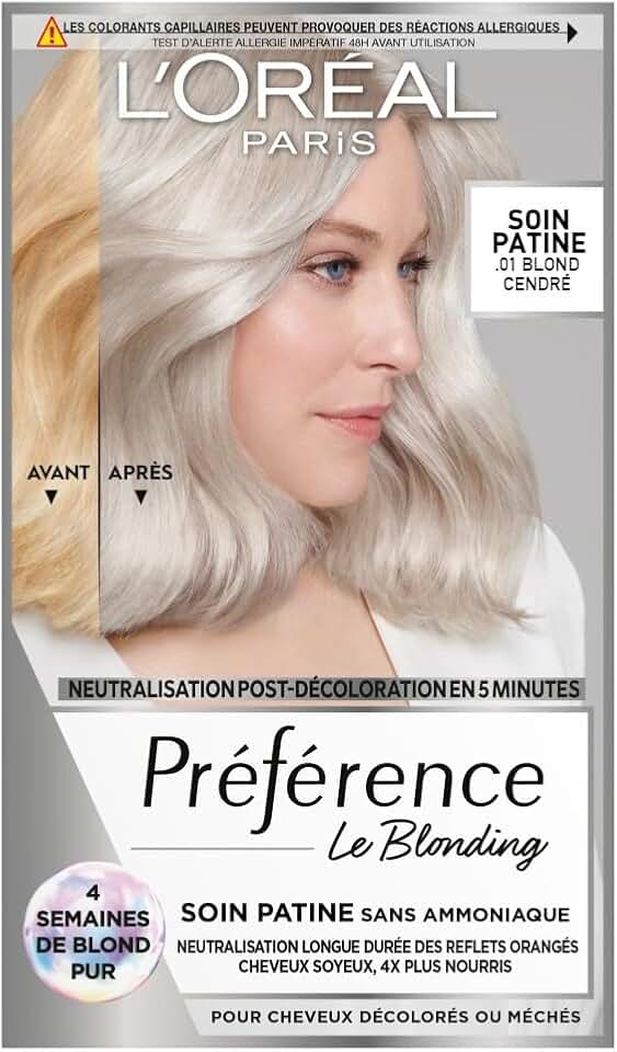 L'Oréal Paris - Préférence Le Blonding - soin post-décoloration, sans ammoniaque, neutralise reflets orangés, blond cend
