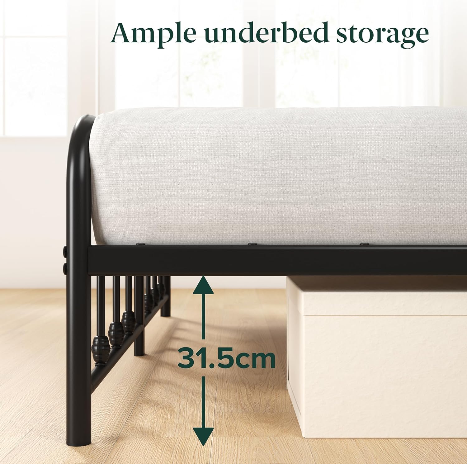 Zinus - Florence - 140x190 cm - sommier métal robuste, tête de lit, rangement