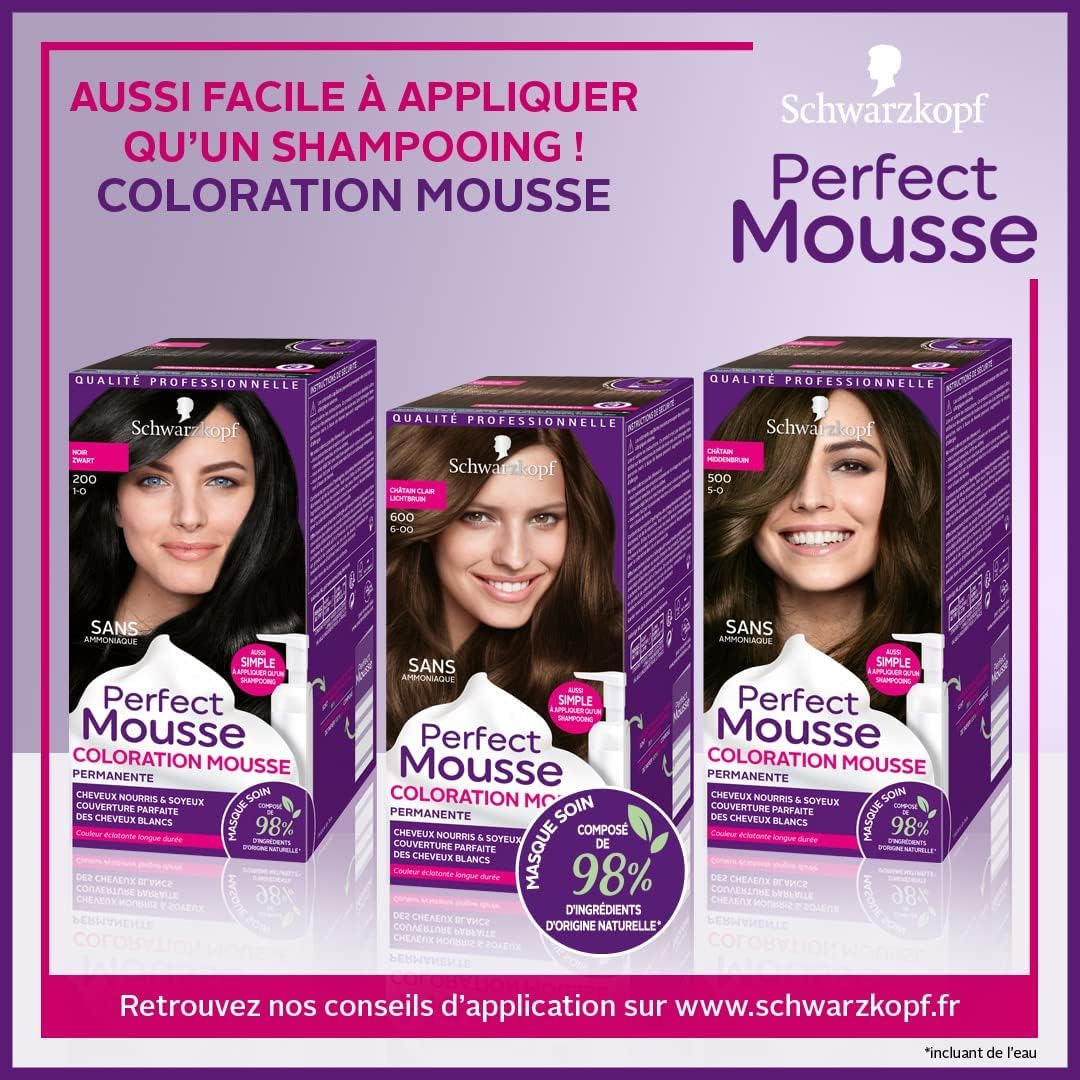 Schwarzkopf - Perfect Mousse coloration sans ammoniaque, blond doré, 98% naturel 950