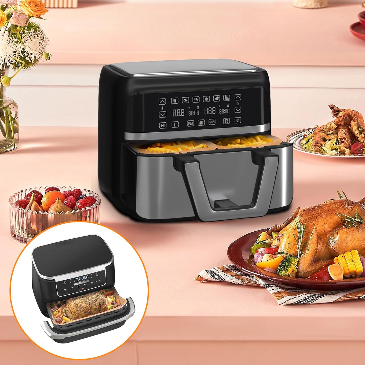 Papier pour friteuse à air - Flex Drawer dual zone - 5,2L & 10,4L - lot de 150 pièces - AF500EU