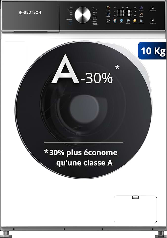 Gedtech lave-linge frontal 10kg, 1400 trs/min, LED, eco, GLLPS101400WH