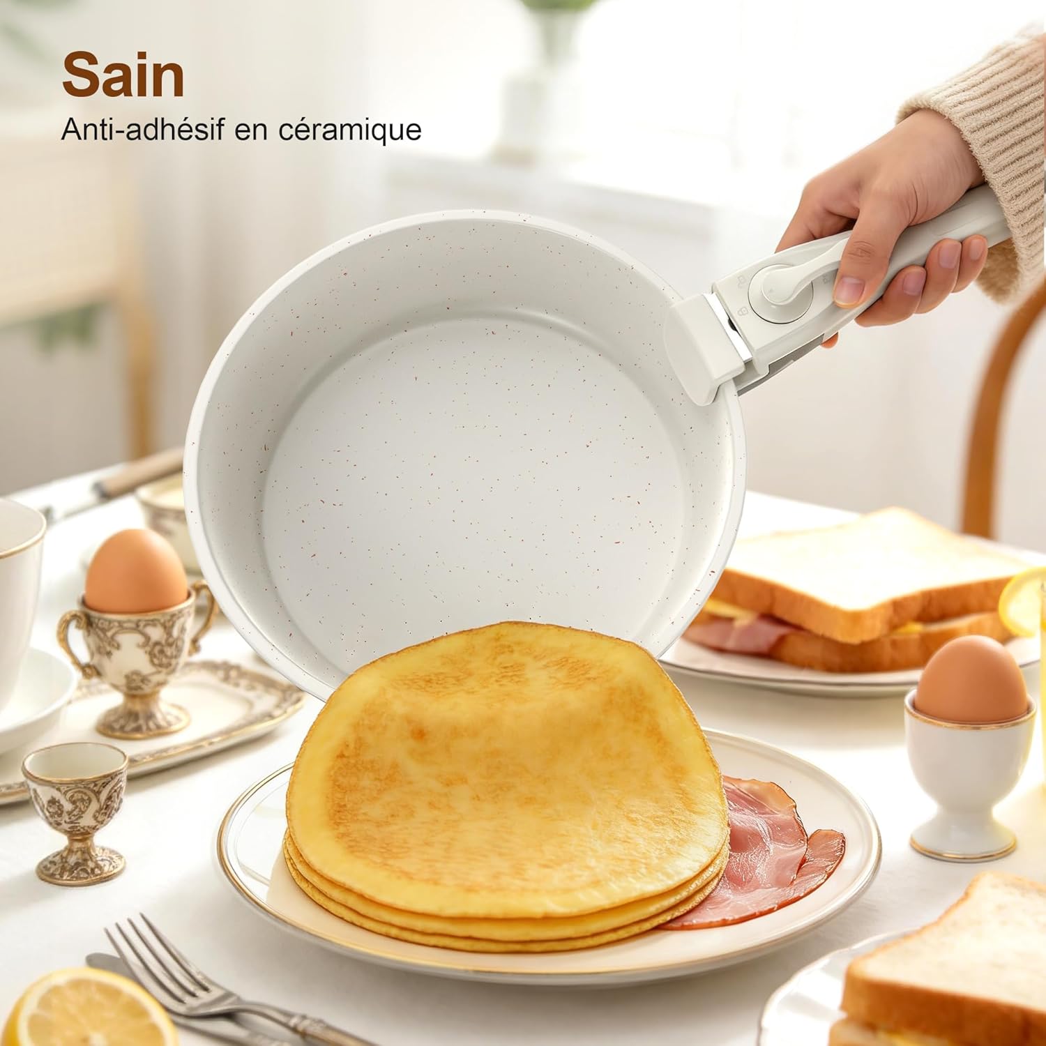 Zyronem - Batterie de cuisine 13 pièces céramique induction - Poêles et casseroles amovibles