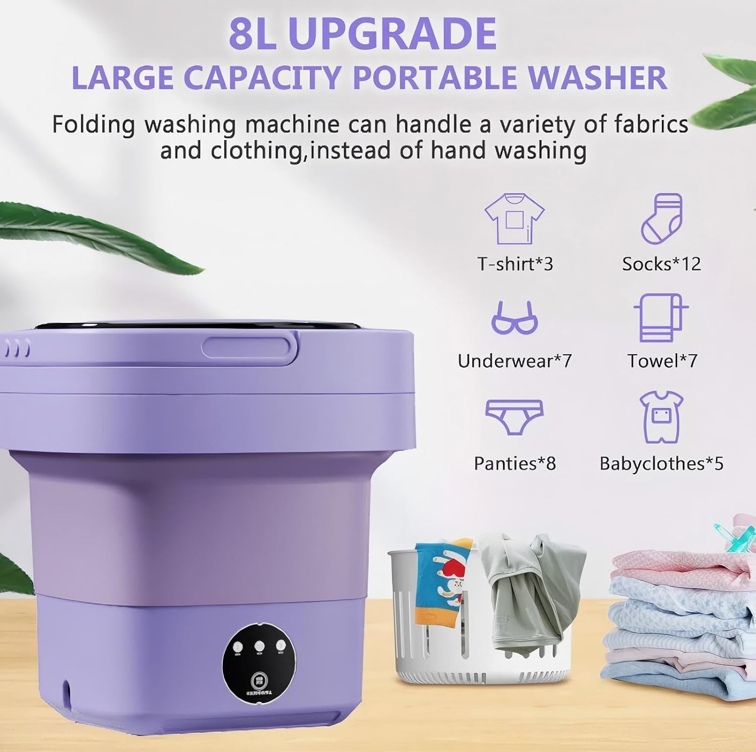 Mini machine à laver pliable - 8L - compacte avec sèche-linge, idéale camping