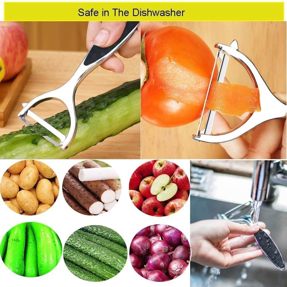 Éplucheur de pommes de terre - Y pivotant inox, poignée ergonomique antidérapante, idéal légumes et fruits