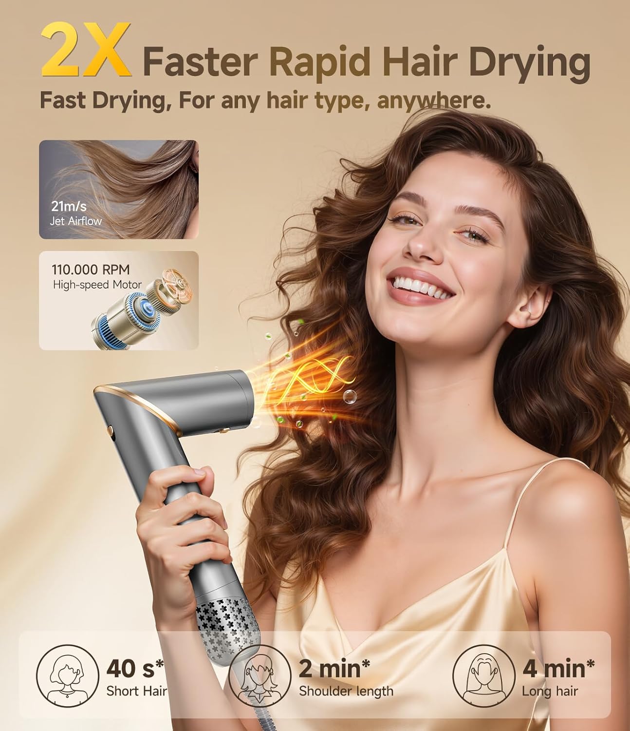 Brosse soufflante 8 en 1 - air styler flexible - brushing, ondulations, volume, lissage - accessoire coiffure polyvalent