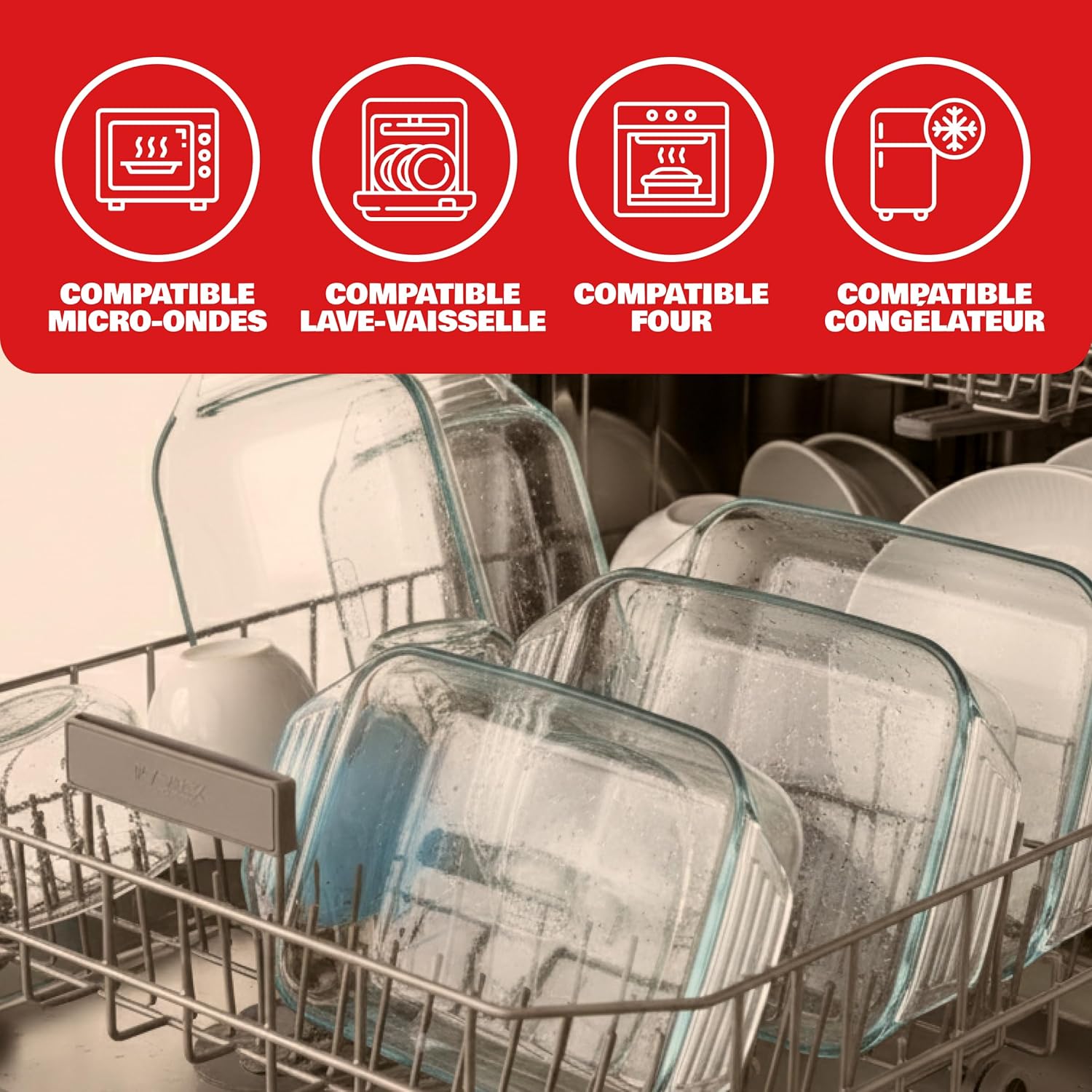 Pyrex - Plat à Four rectangulaire 39x25 cm - Verre borosilicate, ultra-résistant, poignées ergonomiques