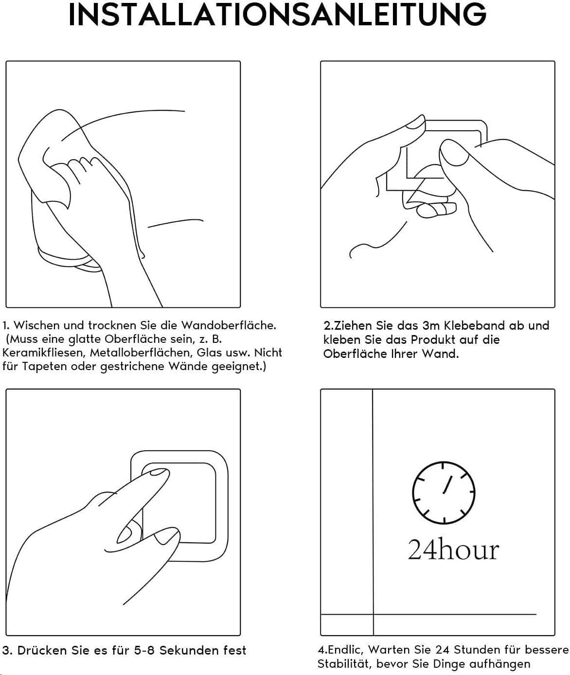 Porte-serviettes - double autocollant - inox - 60 cm - 2 crochets