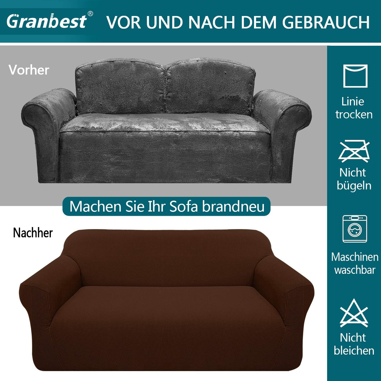 Granbest - housse de canapé jacquard extensible - diverses tailles - protection idéale pour animaux