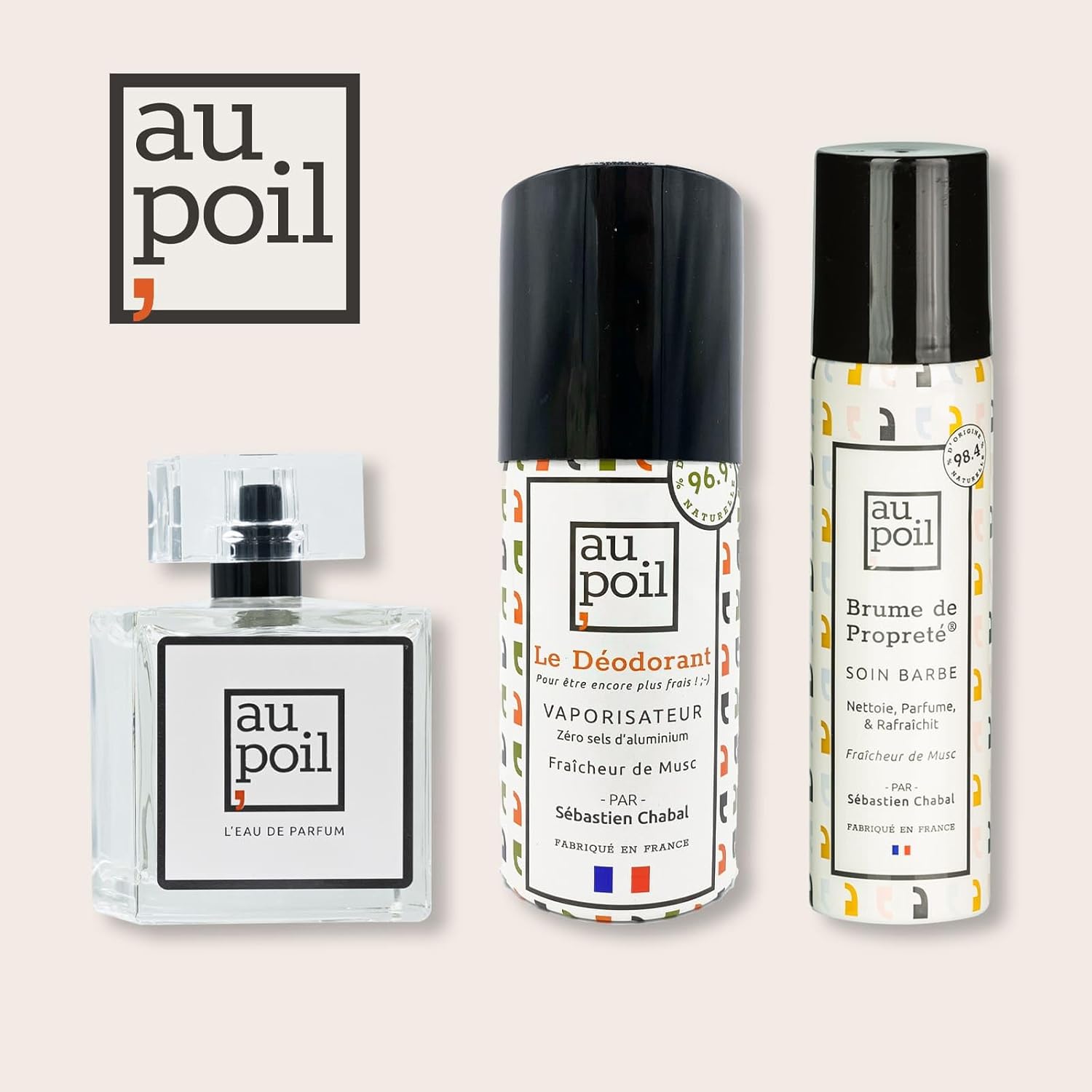 Au Poil - Brume Propreté Musc - barbe/cheveux - Fraîcheur, Sébastien Chabal