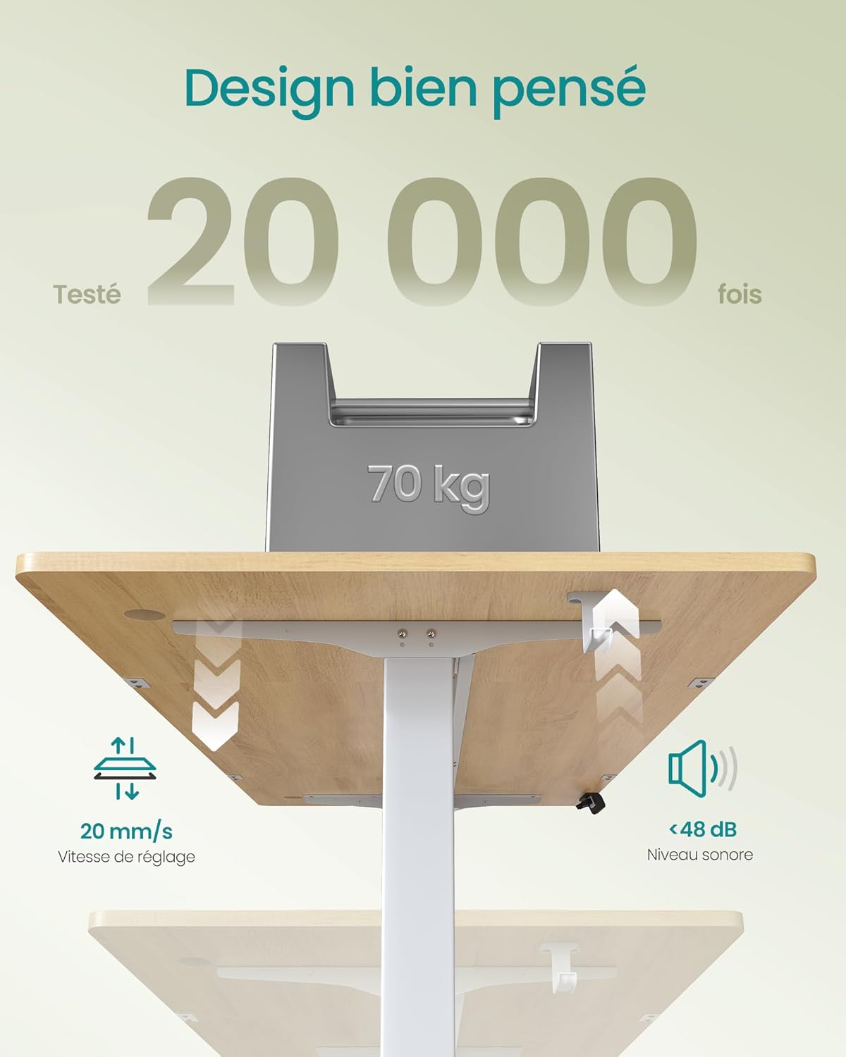 SONGMICS - bureau électrique - 120x60 cm - réglable, mémoire 4 hauteurs LSD132YA01
