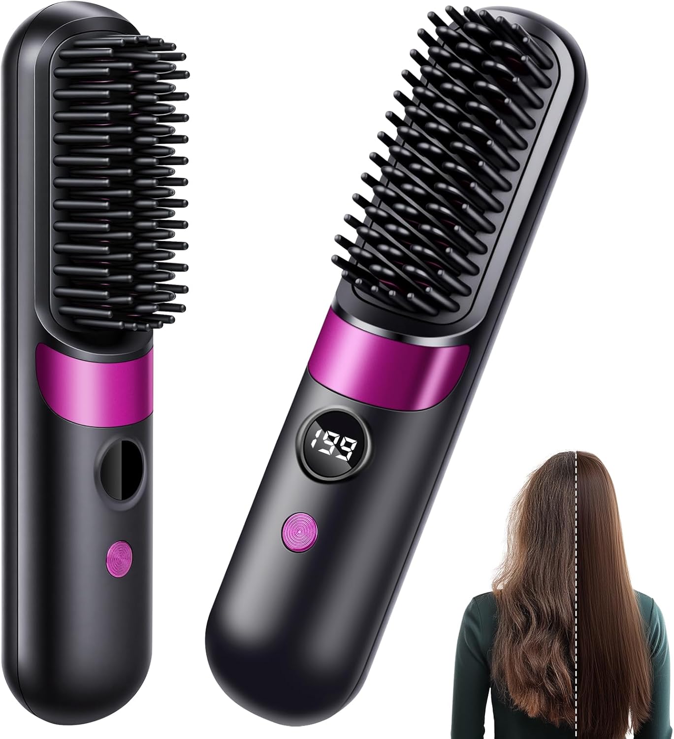 LOPHE - Brosse lissante sans fil - écran LED, 4 températures, 3600mAh