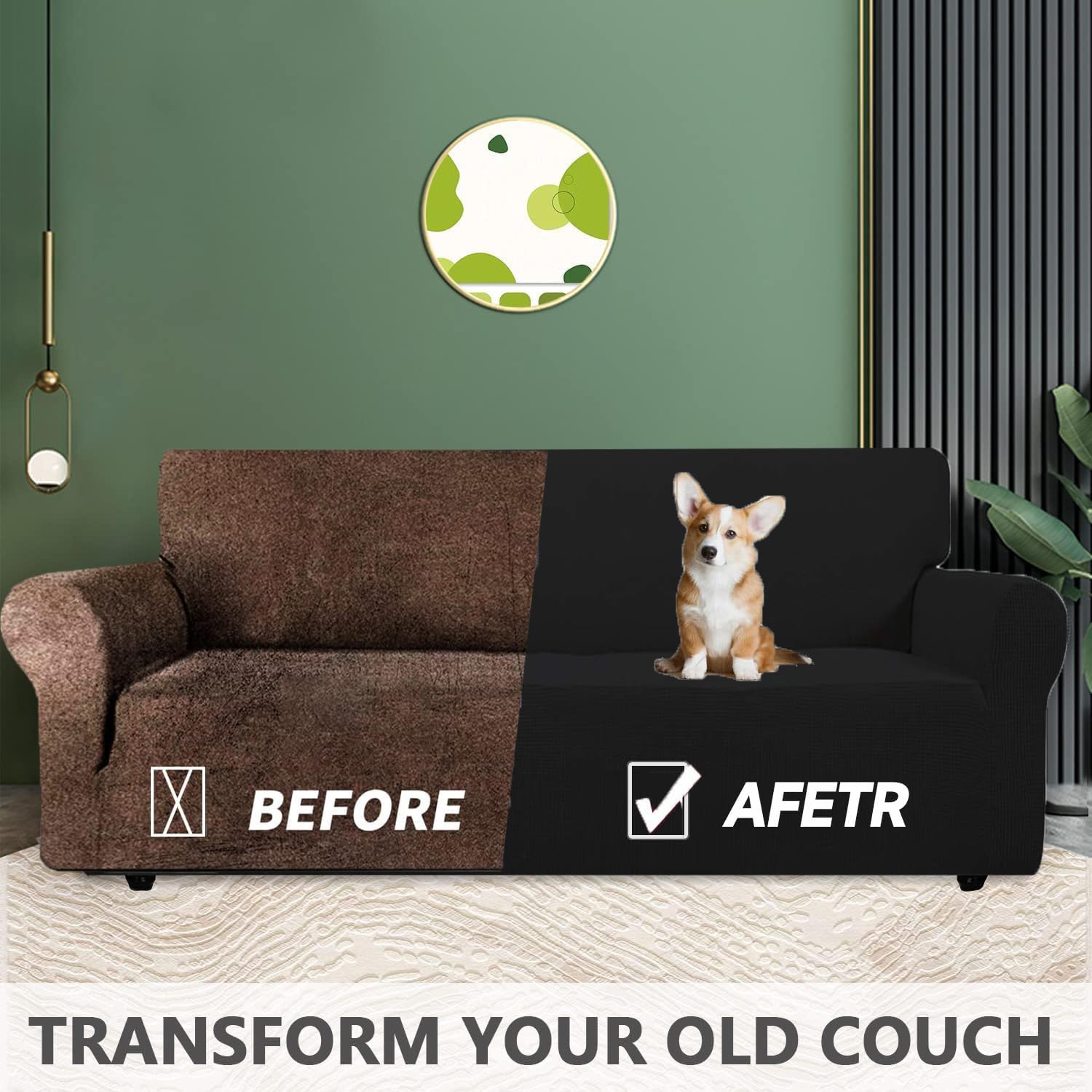 Housse canapé 1 place - extensible - noir - antidérapante, anti-tache