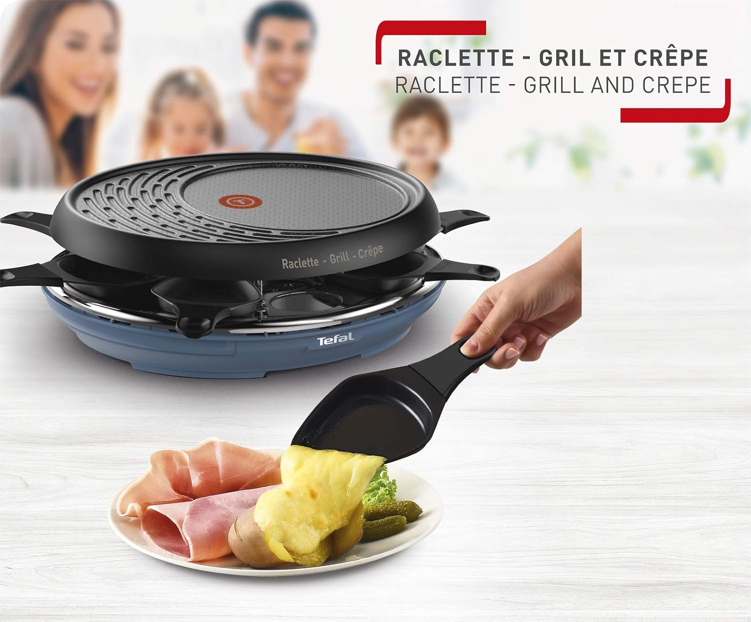 Tefal - Raclette Colormania 3 en 1 - 8 coupelles, antiadhésif, lave-vaisselle, 1050W - RE310401
