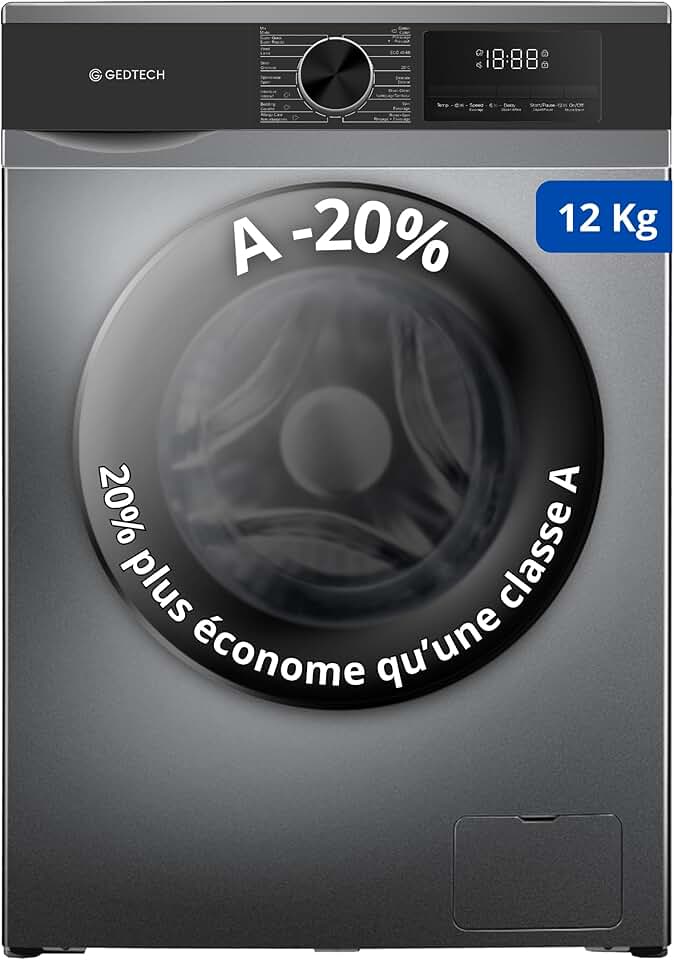 Gedtech Lave-linge frontal 12kg 1400 tr/min Classe A 16 programmes