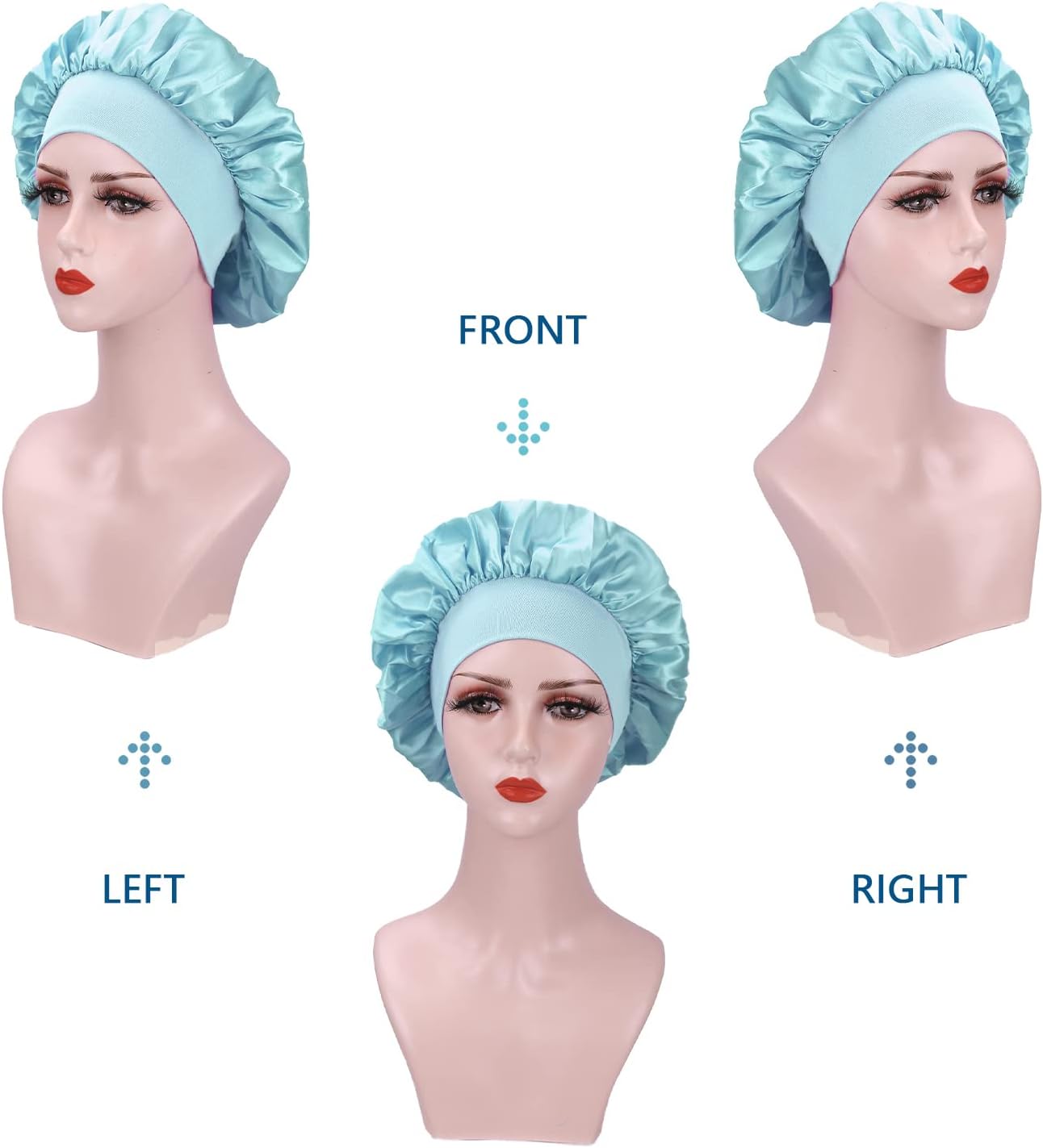 2 pièces bonnet satin nuit femme - soie - confort et protection cheveux