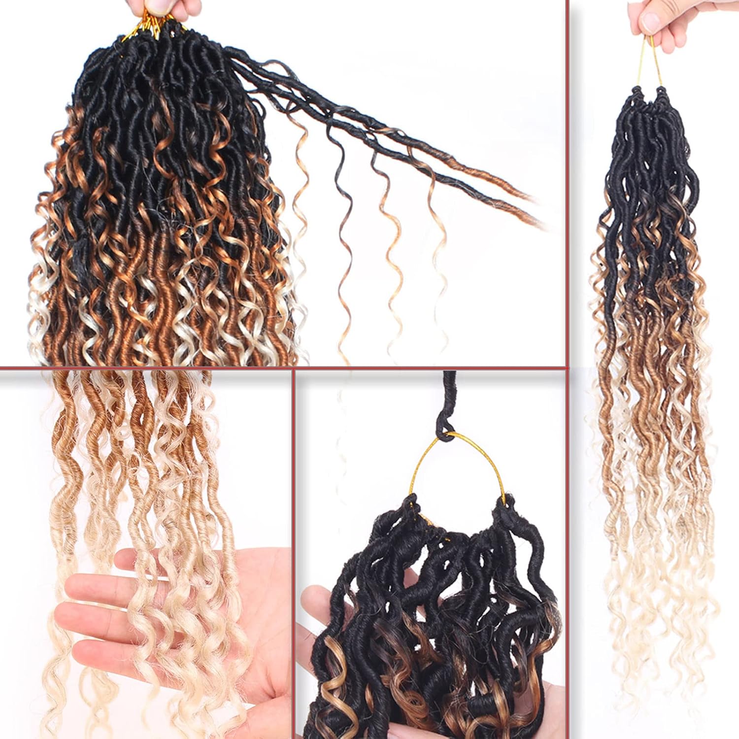 Xtrend - River 24 pouces - 3 tons, boucles mi-longues et pointes, 12 mèches, pré-bouclées - 1B3027