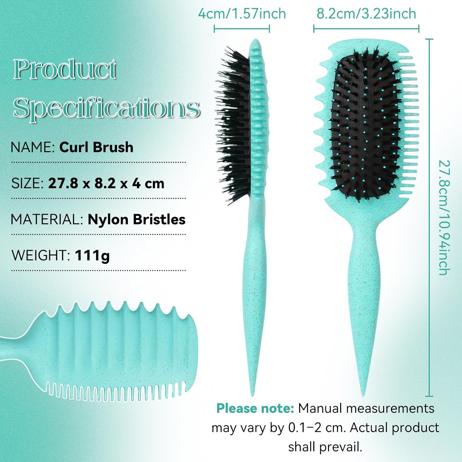 Brosse à boucler - cheveux démêlage doux - poignée ergonomique - antistatique, pour toute la famille