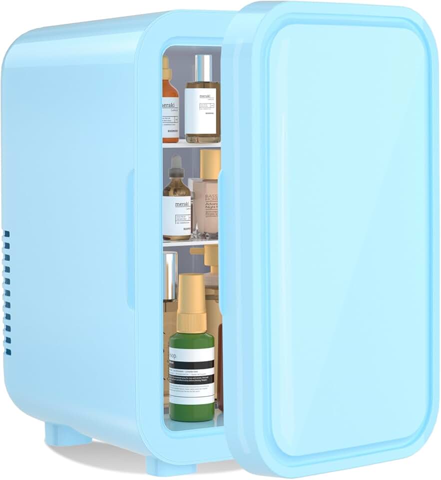 YASHE - mini réfrigérateur 6L - 220-240V AC/DC, portable, bleu