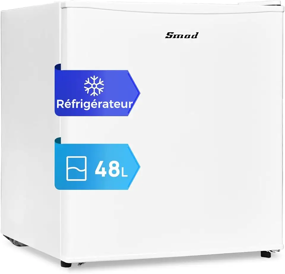 Smad - Mini Frigo 48L - porte réversible, 0-10°C, blanc, compact