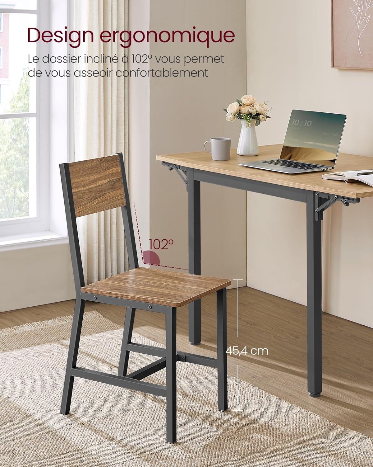 VASAGLE - Lot de 2 chaises industrielles, acier, 84x46x54 cm, LDC092Y101