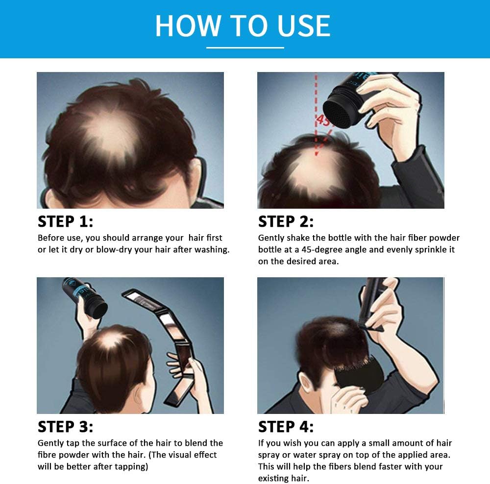 Fibres capillaires - kératine naturelles - densifie cheveux, barbe, calvitie - bruns foncés