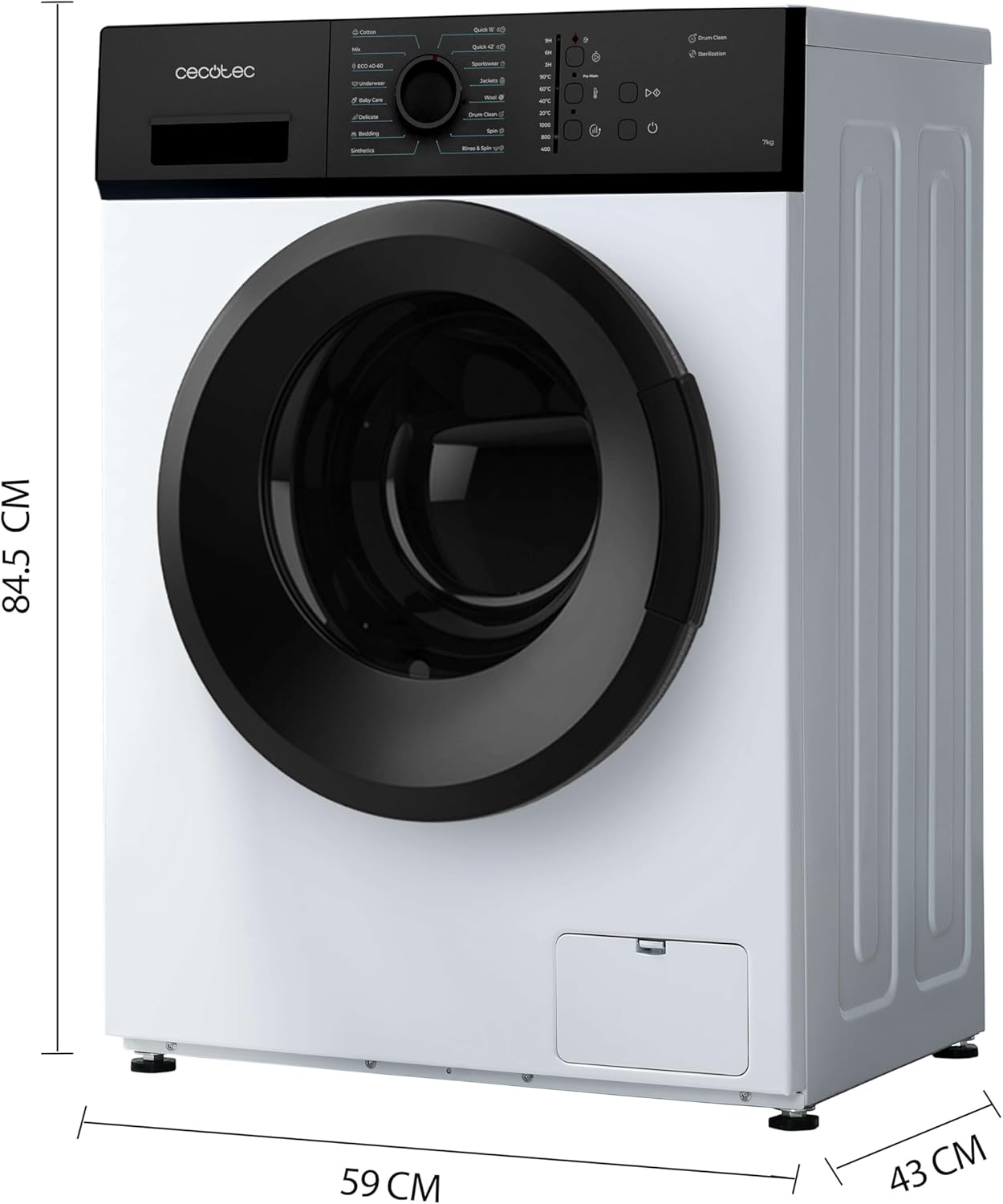 Cecotec - DressCode 620 E - 6 kg, 1000 RPM, 15 programmes, faible conso