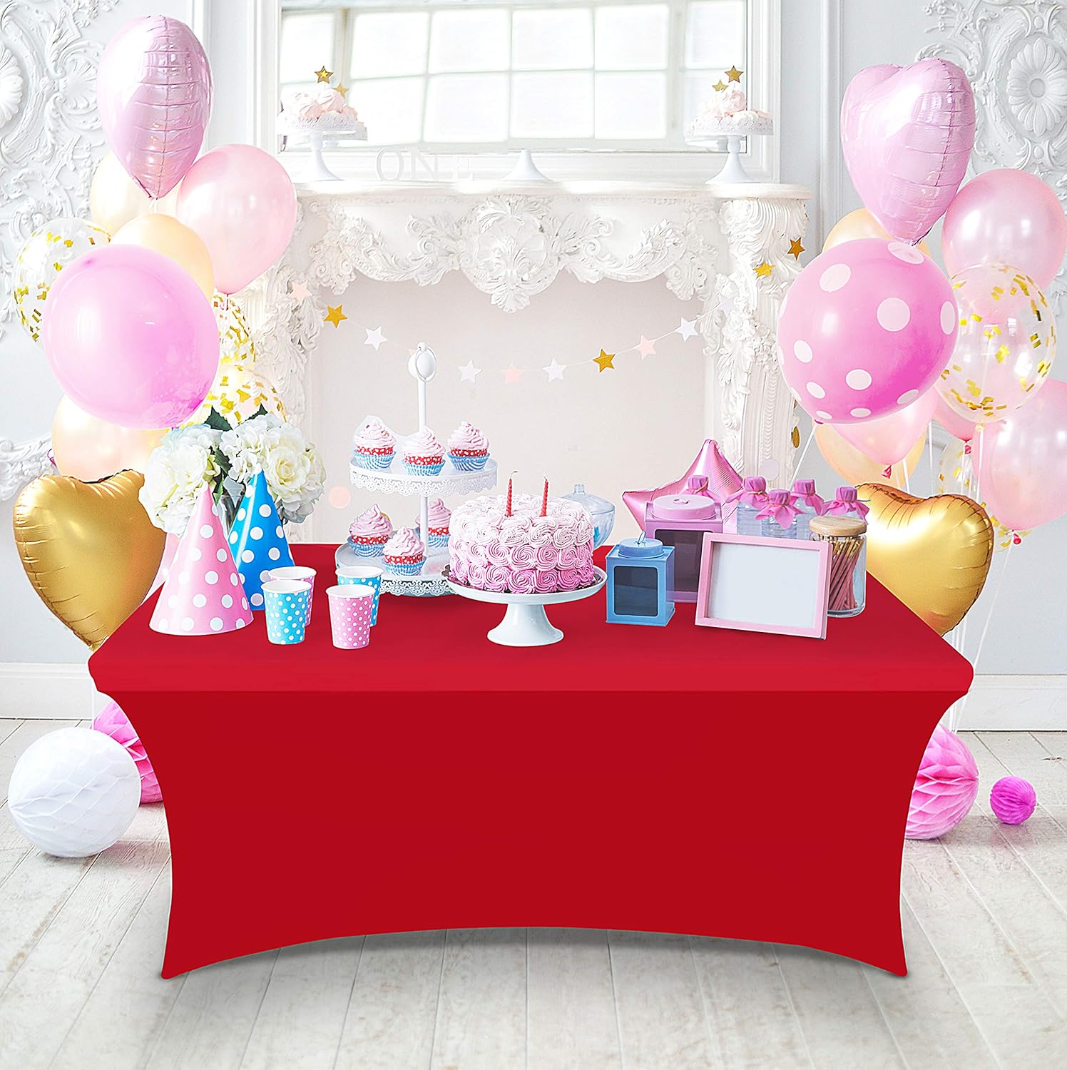 Utopia Kitchen - Nappe Extensible - 122 cm - Polyester spandex lavable, lot de 2, rouge