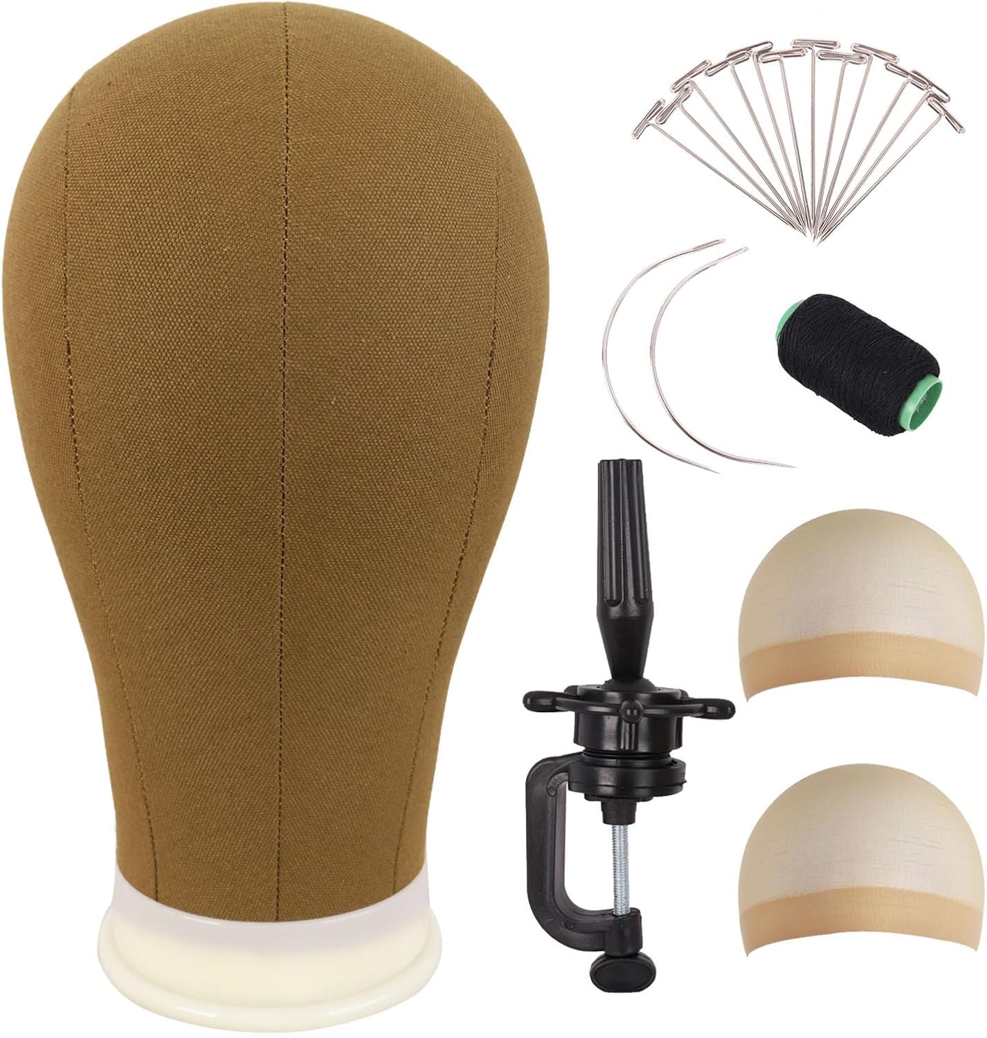 MapofBeauty - tête toile mannequin 22 pouces, perruques, léger brun