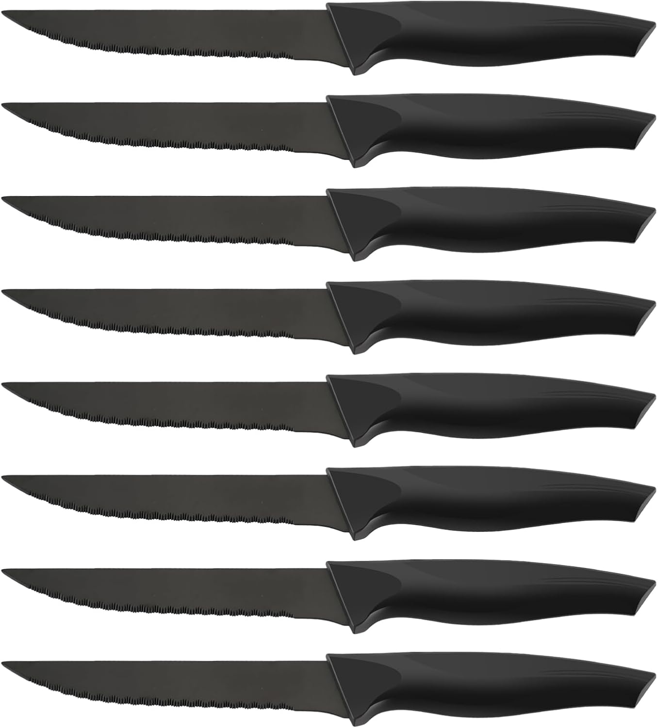 Couteaux à steak - inoxydables, lot de 8, manche noir, lave-vaisselle