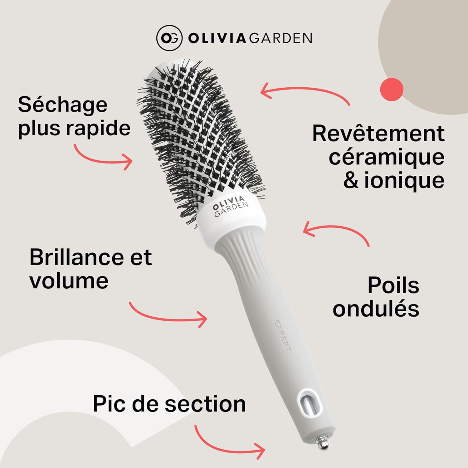 Olivia Garden - Expert Blowout Shine - ronde céramique antistatique - brushing ultra-brillant, sans frisottis