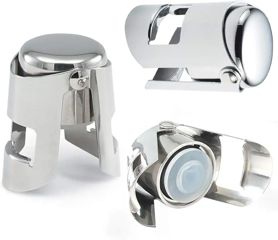 Bouchons à champagne/vin inox - lot de 3 - fermeture hermétique