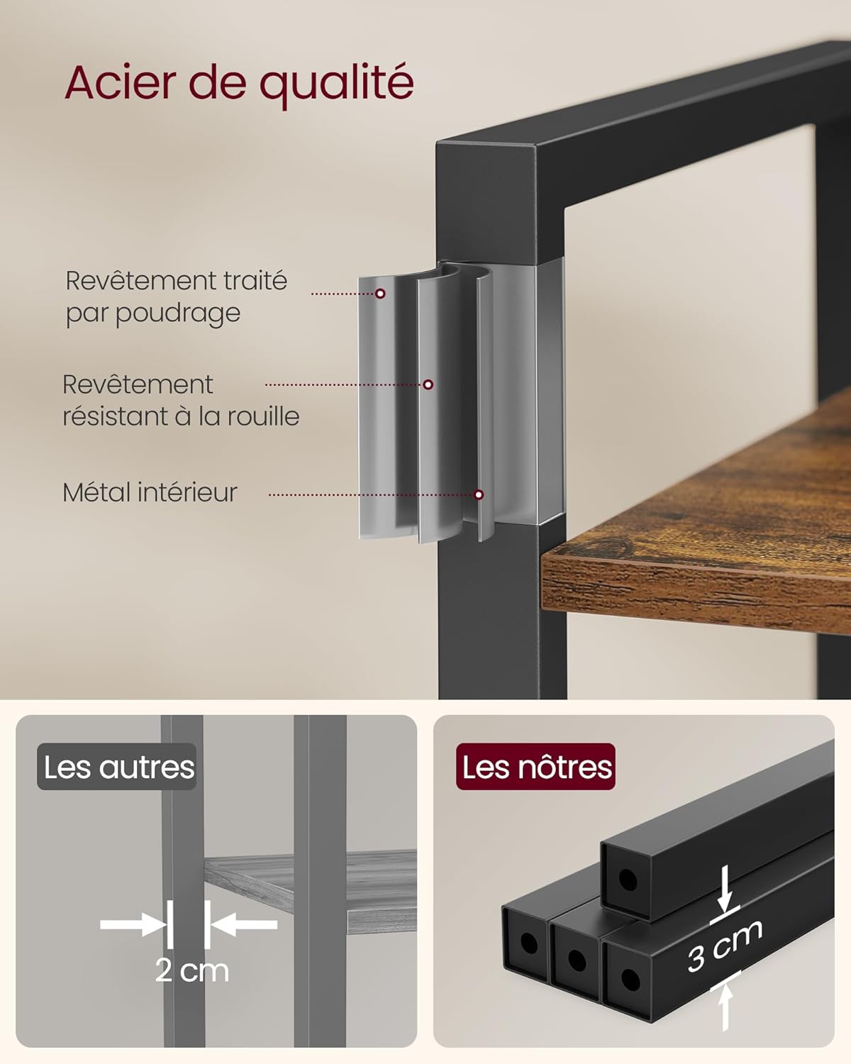 VASAGLE - étagère 6 niveaux - 30x66x186 cm - style industriel, LLS062B01