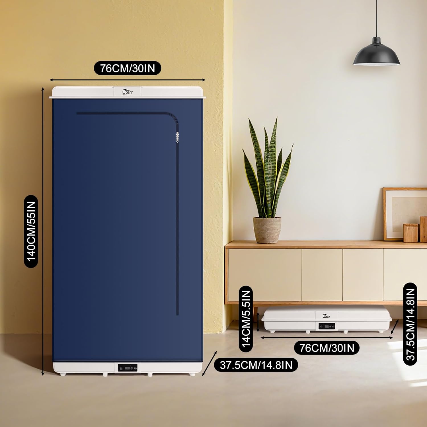 Sèche-linge électrique portable 1500W, amovible, minuterie, compact