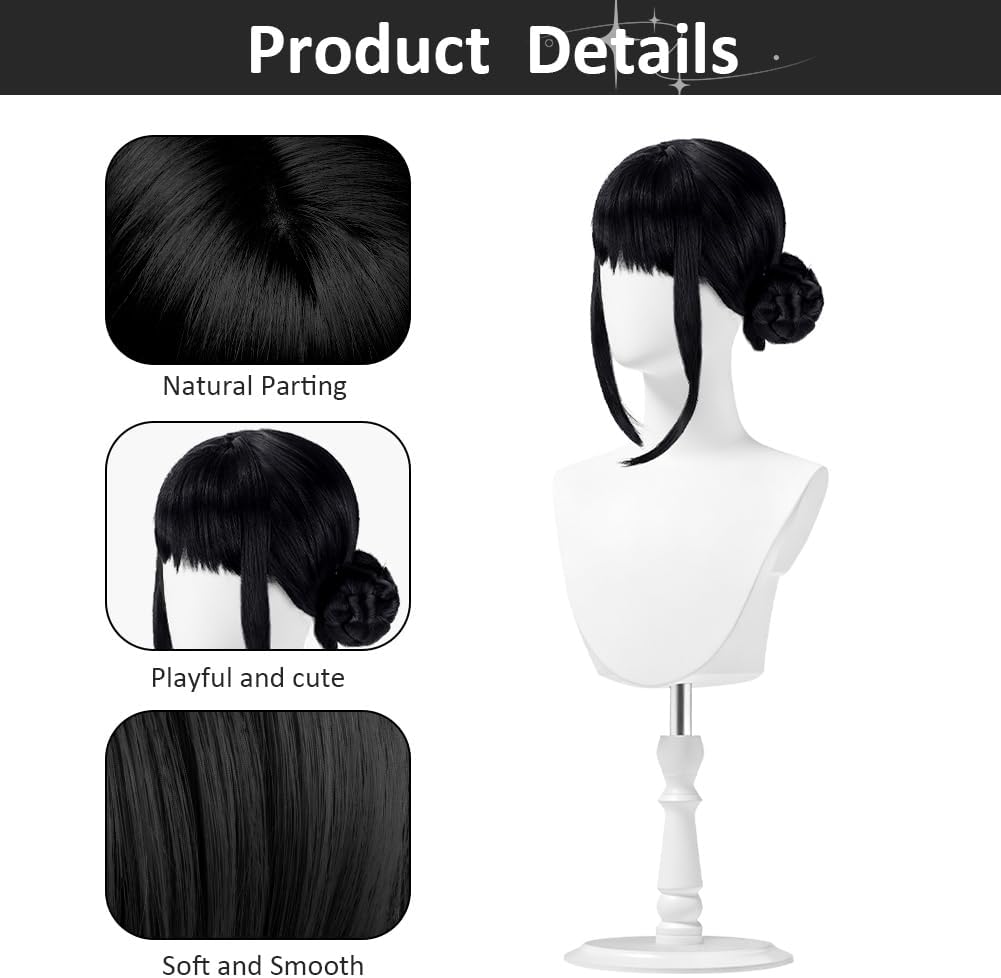 Perruque cosplay - Hunter, longue tresse violette, noir, anime, fête