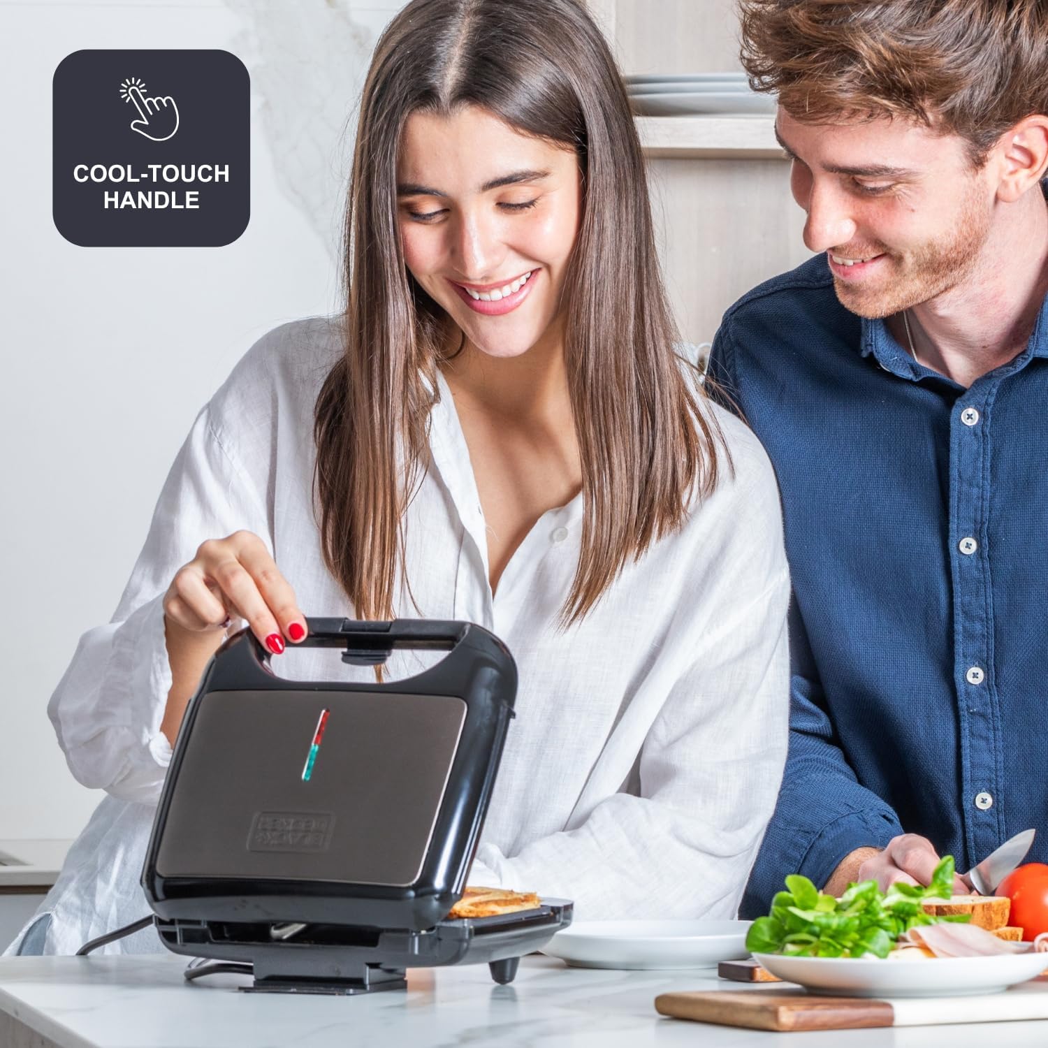 BLACK+DECKER - machine à sandwich 750W - 2 sandwiches - plaques antiadhésives