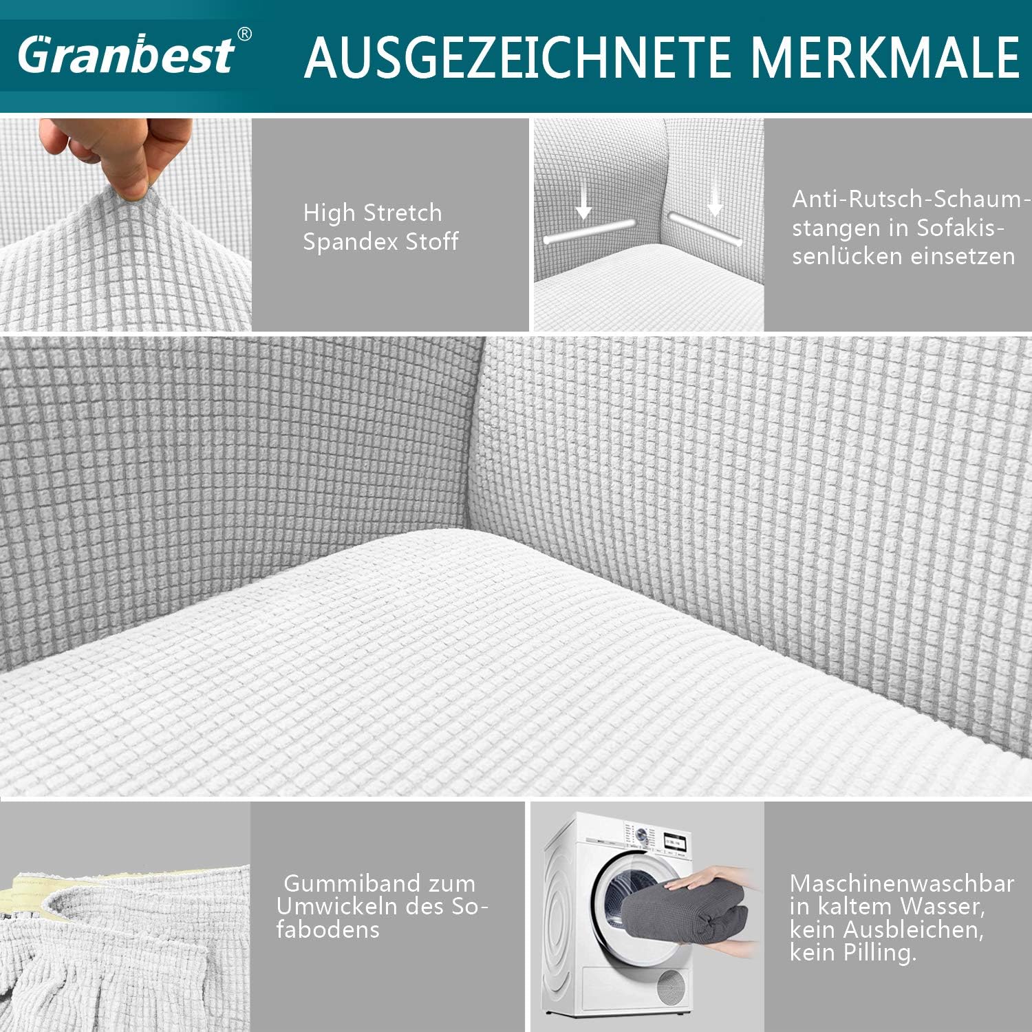 Granbest - housse de canapé jacquard élastique - salon - protection animaux