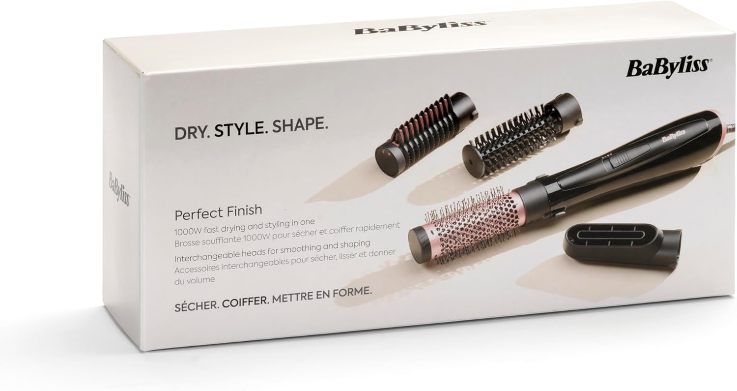 BaByliss - Brosse soufflante Perfect Finish - 3 embouts, ionique, 2 vitesses, bouton air froid - AS126E