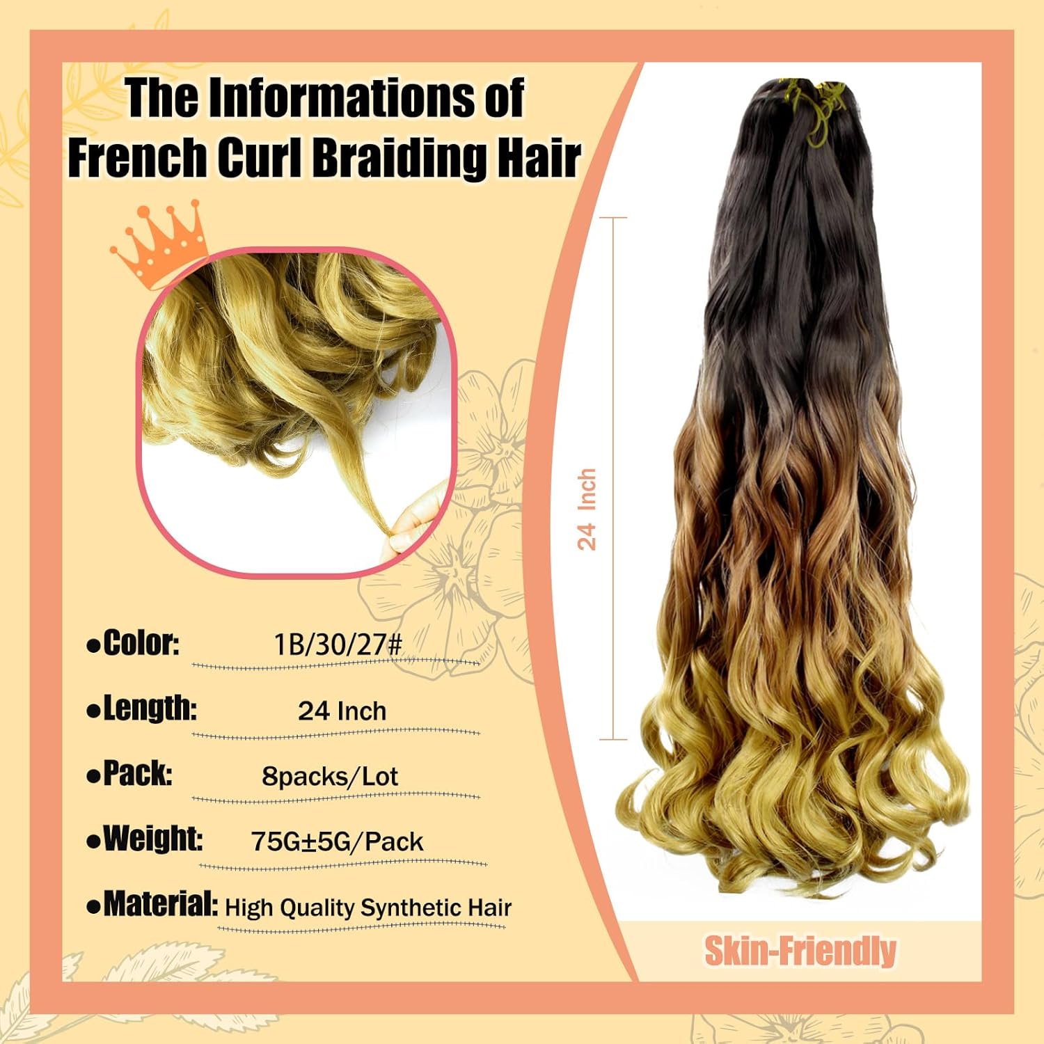 Enbeautiful - French Curl Braiding Hair 24
