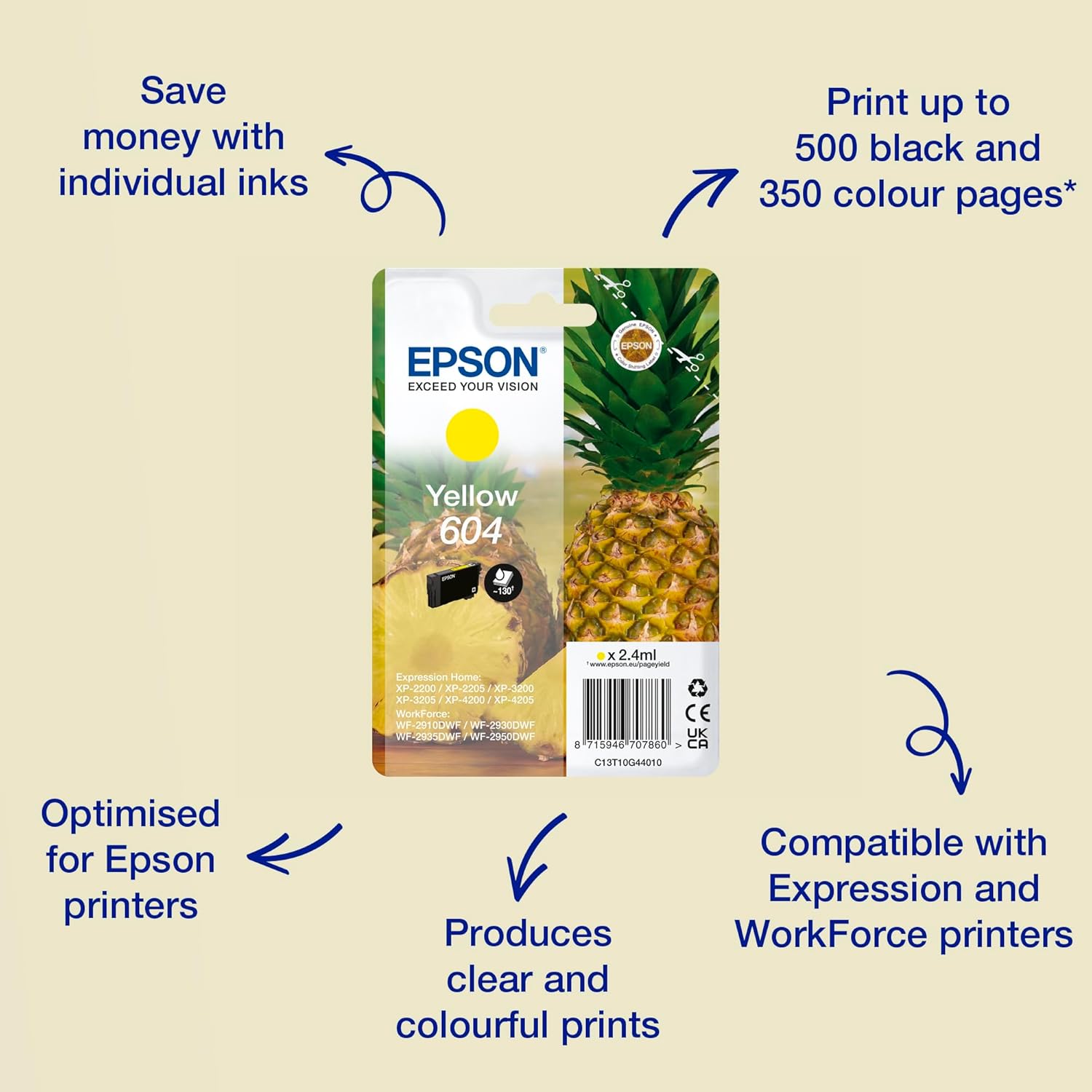 Epson - 604 série - cartouche d'encre jaune authentique - compatibilité pineapple