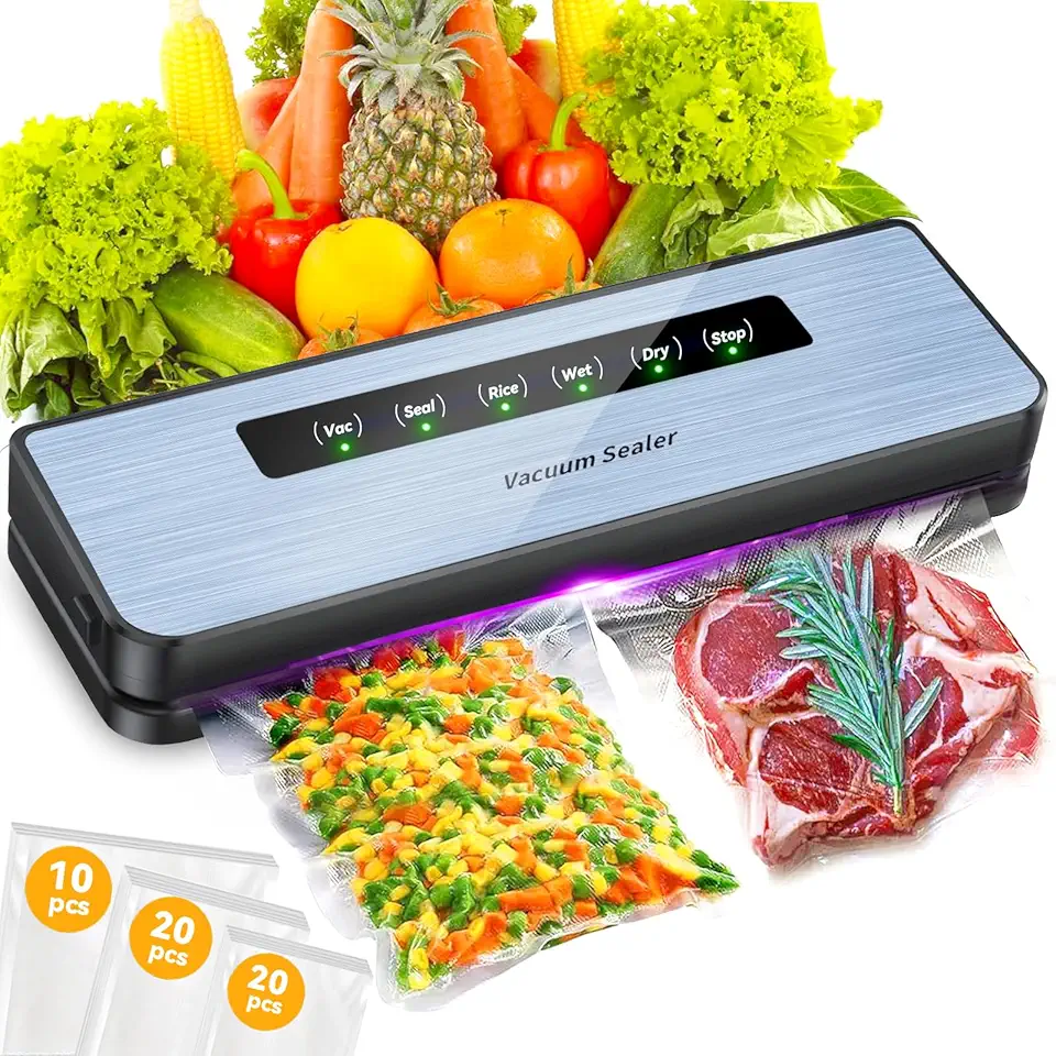 Machine sous vide alimentaire - compact 5 en 1 - 50 sacs inclus, pour aliments secs et humides