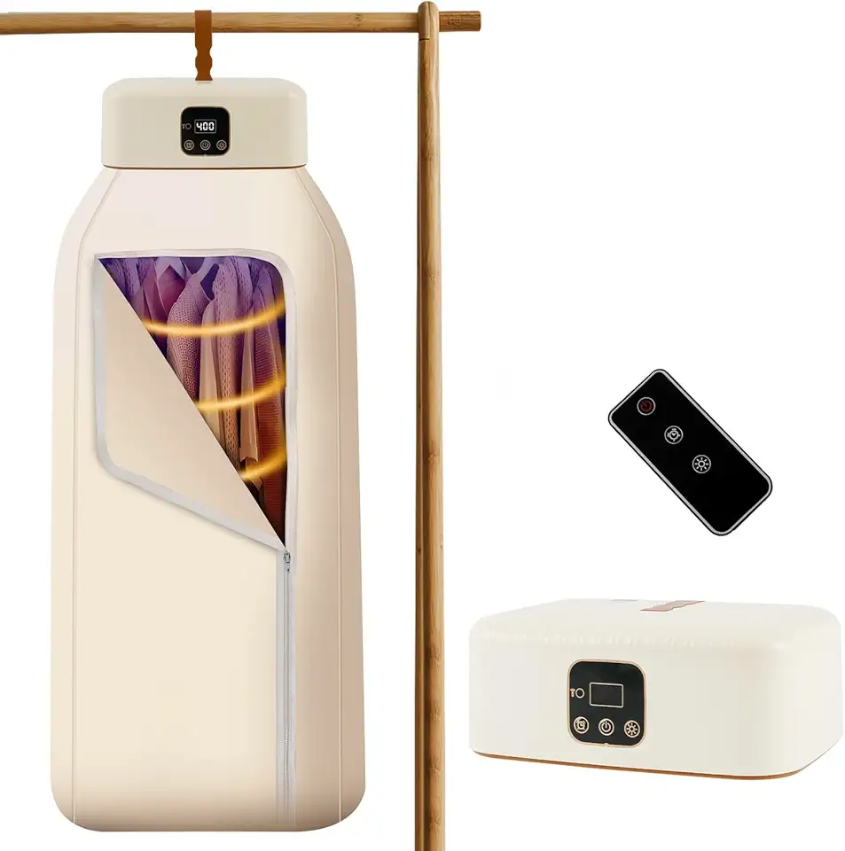 Sèche-linge portable - mini pompe à chaleur, 600 W, UV, sac séchage, minuterie, PTC, affichage LED