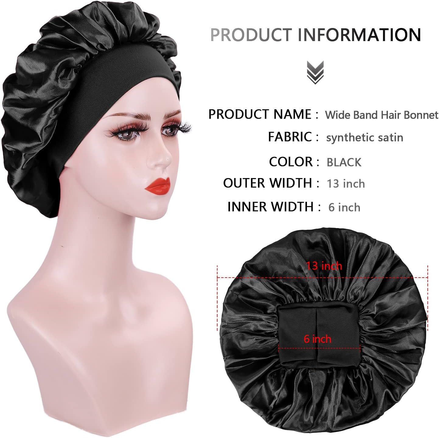 Bonnet satin cheveux nuit femme - lot 2 pièces - ajustable soie, confort nuit