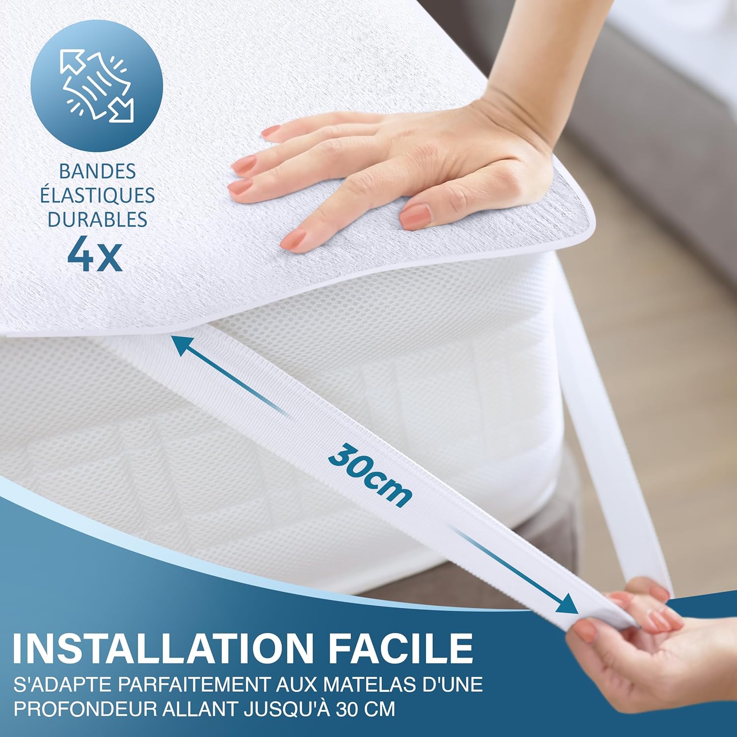 Utopia Bedding - protège-matelas imperméable 150x200 cm, 4 coins, Oeko-TEX