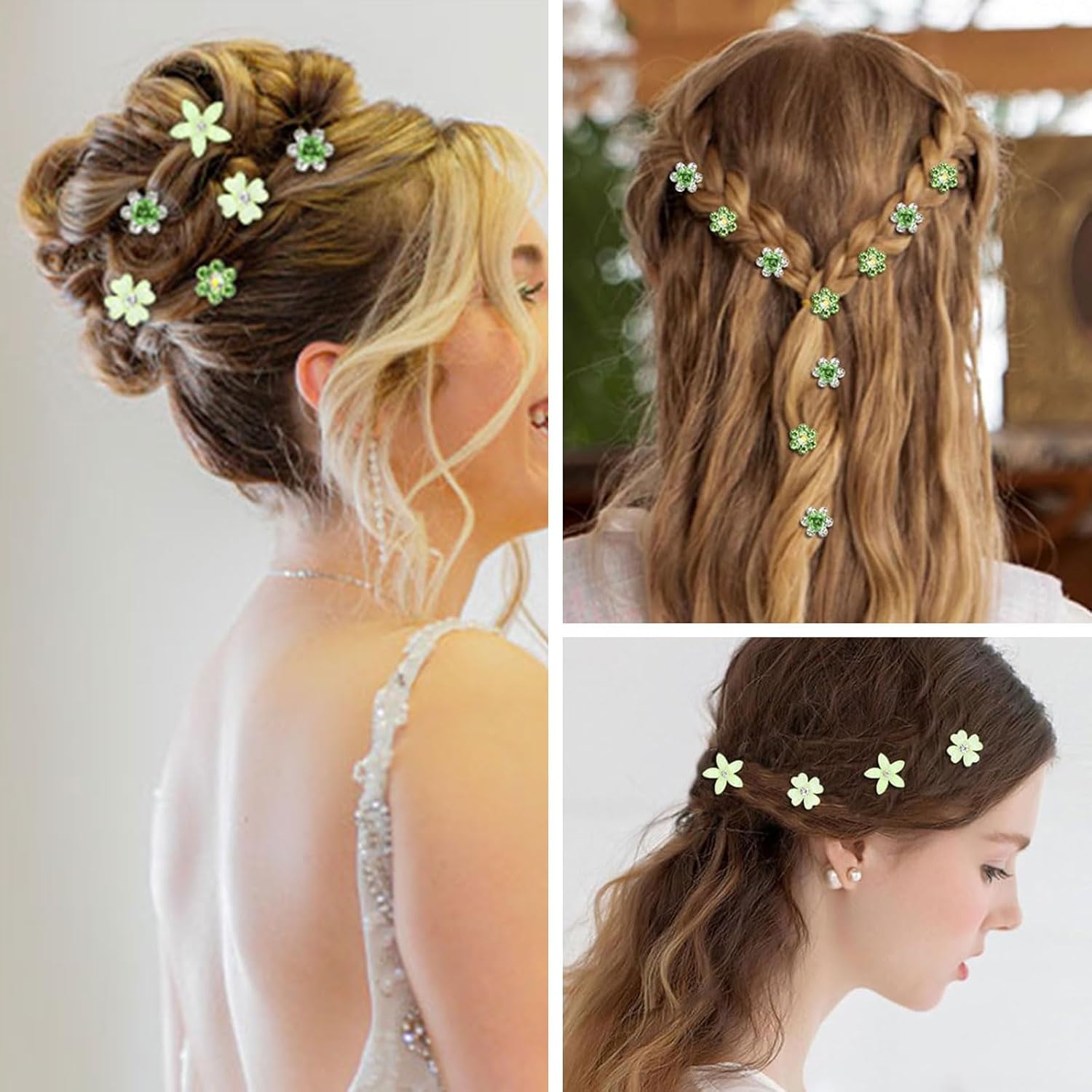 Pinces à cheveux - lot 20 pièces - métal strass fleurs, mini barrettes décoratives, mariage