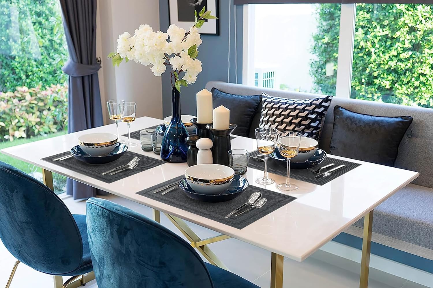 IPEA - Sets de Table élégants - 45x30 cm - lavables, antidérapants, résistants à la chaleur