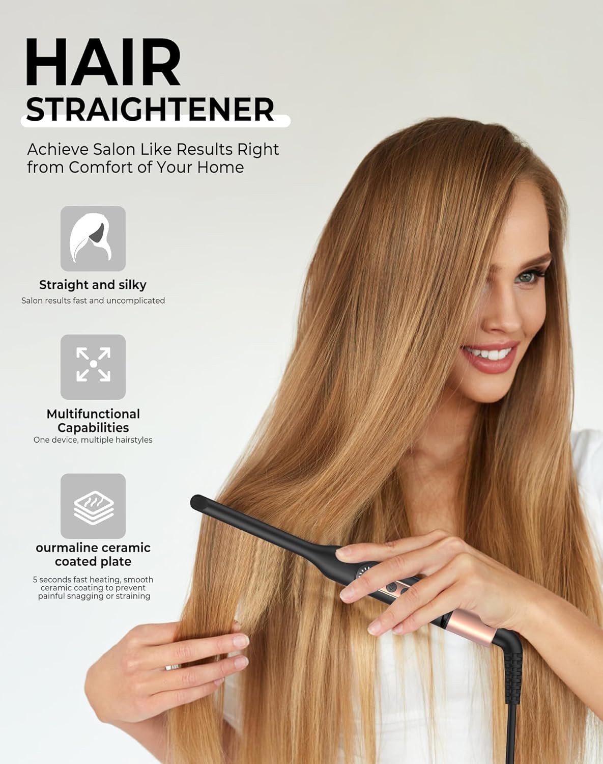 Mini fer à lisser - ionique 2en1, compact, voyage, cheveux courts