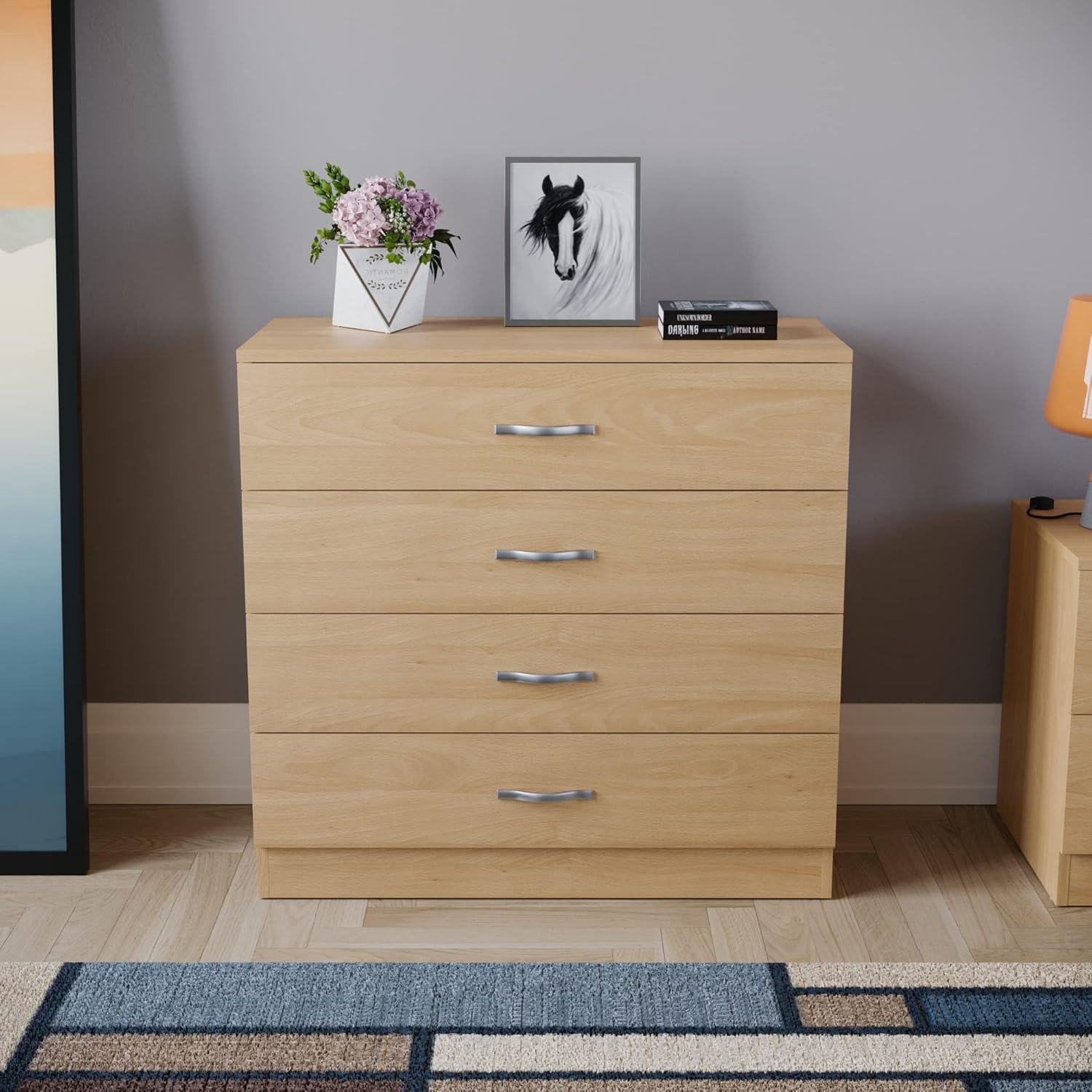 Vida Designs - Riano - Chariot 4 tiroirs, poignées métal, compact